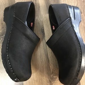 SANITA Black Leather Clogs 9